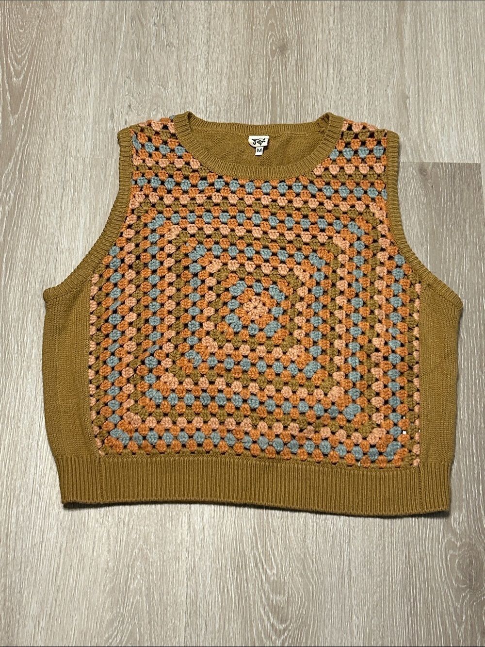Ivy Jane Vintage Inspired Granny Square Multicolor Geometric Patterned Vest Sz M
